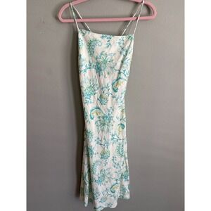 Rhythm Womens Blue Floral Halter Cairo Bias Sleeveless‎ Cut Midi Dress Size S